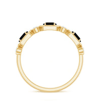 Real Black Spinel Diamond Half Eternity Ring in East West Style