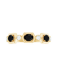 Real Black Spinel Diamond Half Eternity Ring in East West Style