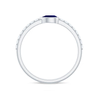 Real Pear Shape Blue Sapphire Promise Ring with Diamond