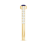 Real Pear Shape Blue Sapphire Promise Ring with Diamond