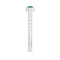 Natural Pear Shape Emerald Diamond Promise Ring in Bezel Setting