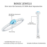 Pear Cut Aquamarine Promise Ring with Diamond