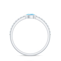 Pear Cut Aquamarine Promise Ring with Diamond