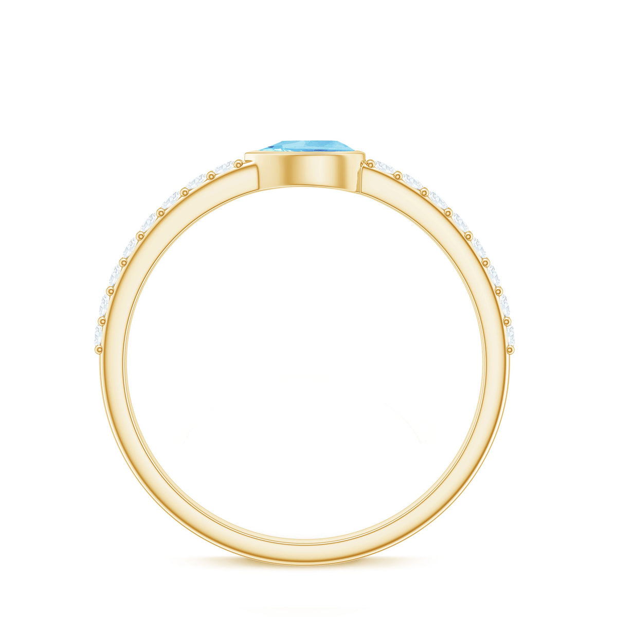 Pear Cut Aquamarine Promise Ring with Diamond