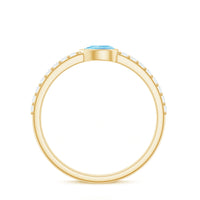 Pear Cut Aquamarine Promise Ring with Diamond
