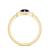 Natural 0.9 Carat Blue Sapphire Heart Engagement Ring with Diamond