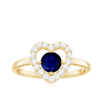 Natural 0.9 Carat Blue Sapphire Heart Engagement Ring with Diamond