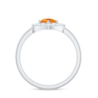 Genuine Citrine Diamond Heart Engagement Ring with Certificate