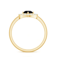 Genuine Black Onyx and Diamond Heart Engagement Ring