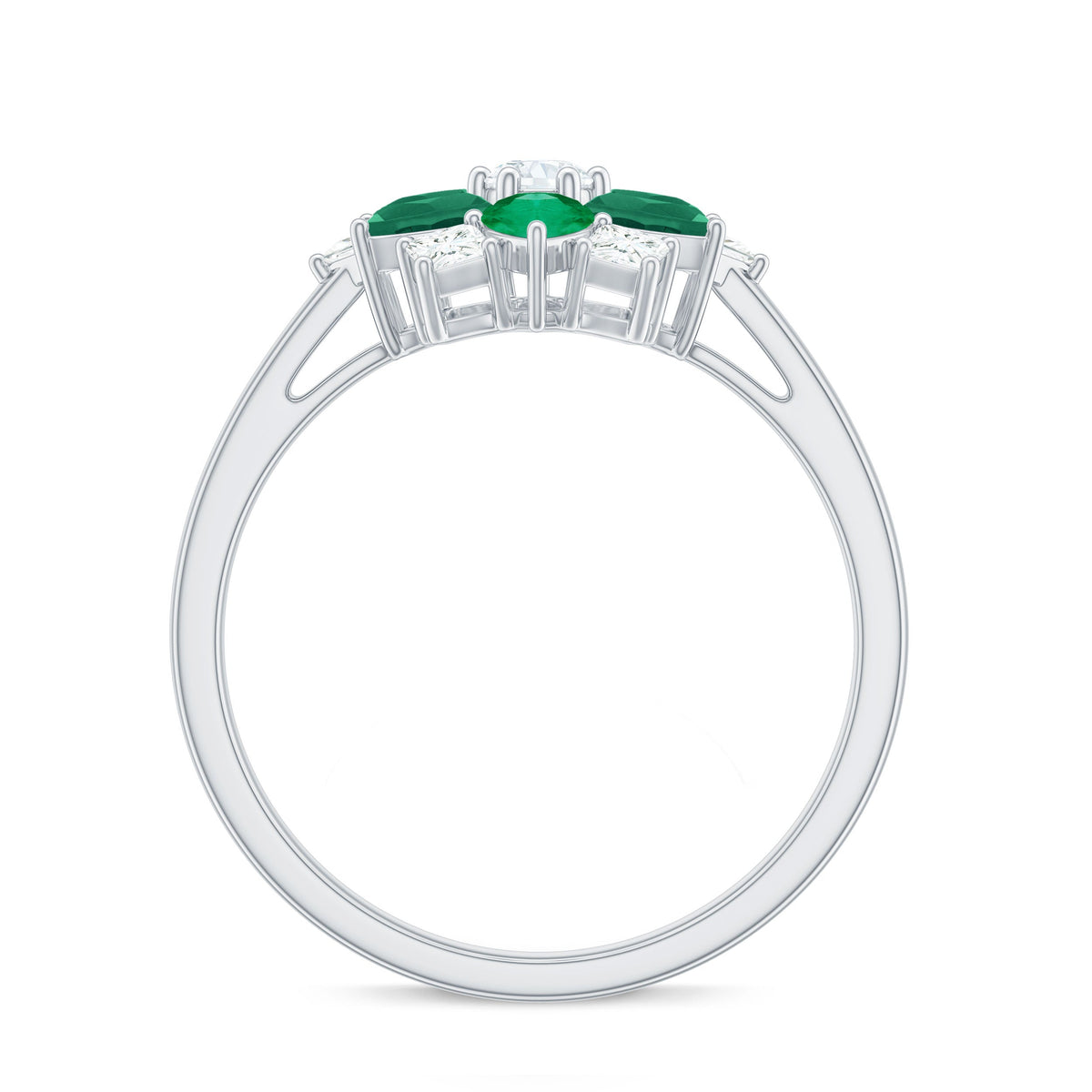 Genuine Emerald and Diamond Nature Inspired Statement Ring