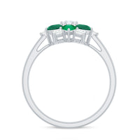 Genuine Emerald and Diamond Nature Inspired Statement Ring