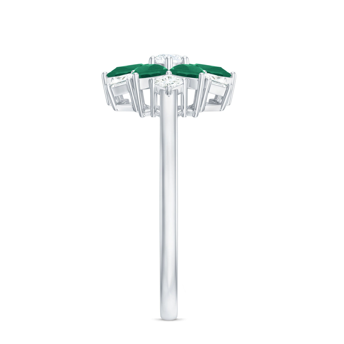 Genuine Emerald and Diamond Nature Inspired Statement Ring
