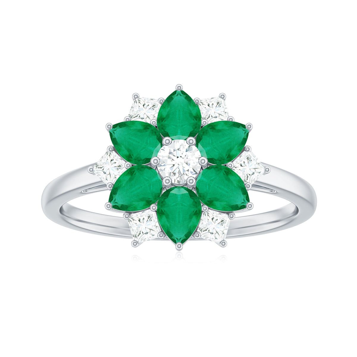 Genuine Emerald and Diamond Nature Inspired Statement Ring