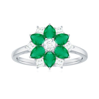 Genuine Emerald and Diamond Nature Inspired Statement Ring