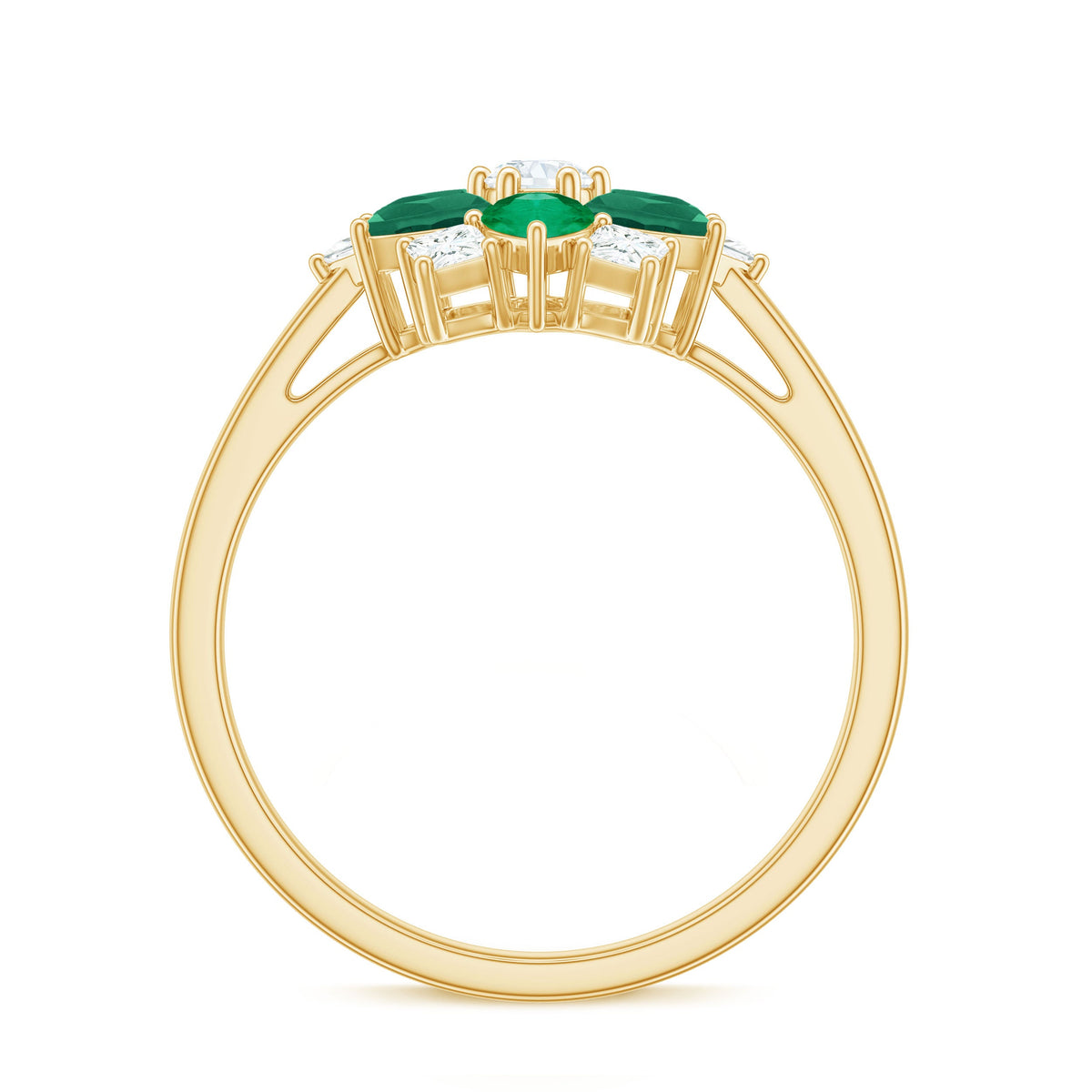 Genuine Emerald and Diamond Nature Inspired Statement Ring