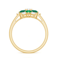 Genuine Emerald and Diamond Nature Inspired Statement Ring