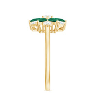 Genuine Emerald and Diamond Nature Inspired Statement Ring