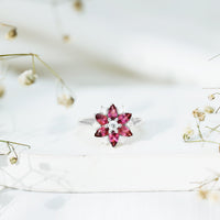 Certified Pink Tourmaline Flower Engagement Ring with Diamond