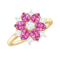 Certified Pink Tourmaline Flower Engagement Ring with Diamond