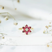 Certified Pink Tourmaline Flower Engagement Ring with Diamond