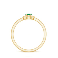 Natural Emerald Promise Ring with Diamond Halo