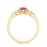 Pear Shaped Pink Tourmaline Solitaire Engagement Ring with Diamond Trio