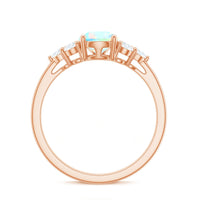 Natural 8X10mm Ethiopian Opal Pear Shaped Engagement Ring with Diamond Trio