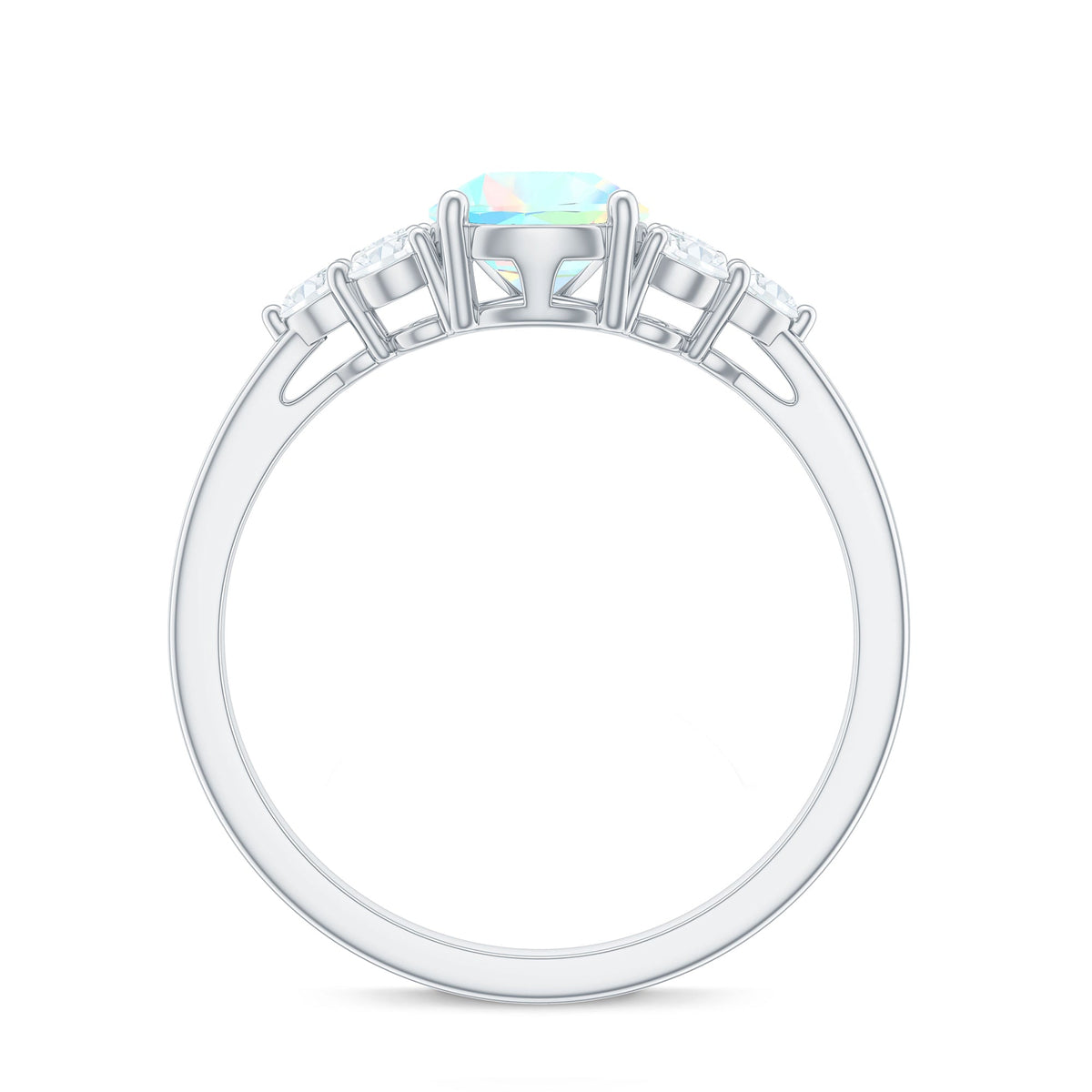 Natural 8X10mm Ethiopian Opal Pear Shaped Engagement Ring with Diamond Trio