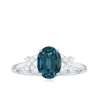 6X8mm Oval Cut London Blue Topaz Solitaire Engagement Ring with Split Shank