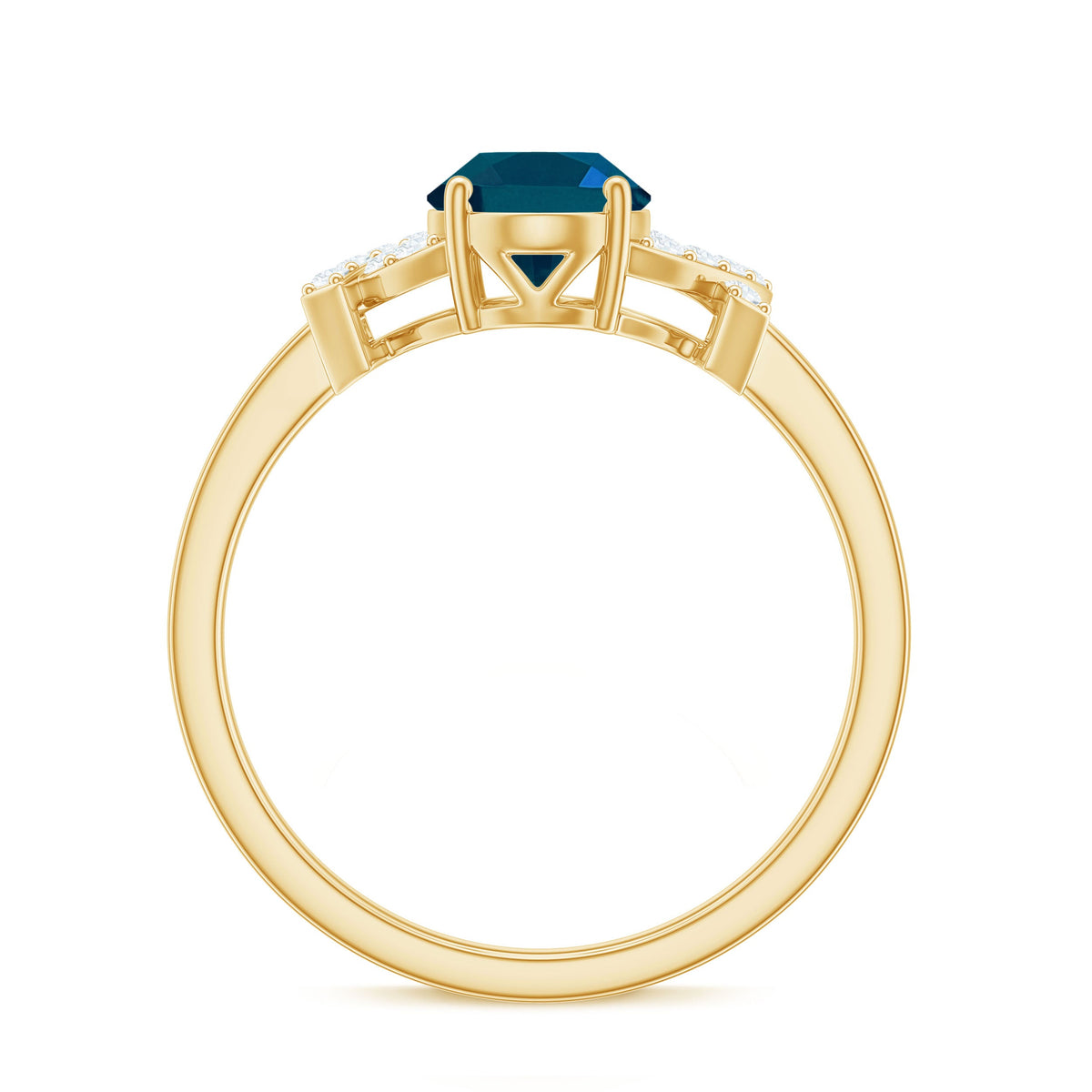 6X8mm Oval Cut London Blue Topaz Solitaire Engagement Ring with Split Shank