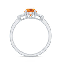 Natural 6X8mm Citrine Oval Engagement Ring with Diamond