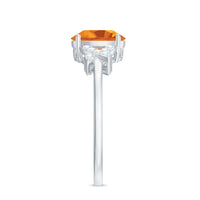 Natural 6X8mm Citrine Oval Engagement Ring with Diamond