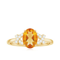 Natural 6X8mm Citrine Oval Engagement Ring with Diamond