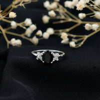 1.9 Carat Lab Grown Black Diamond Oval Engagement Ring with White Diamond Split Shank