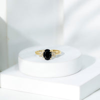 1.9 Carat Lab Grown Black Diamond Oval Engagement Ring with White Diamond Split Shank