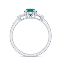 Certified 6X8 mm Lab Grown Emerald Oval Engagement Ring with Diamond