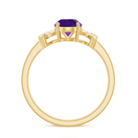 Real 1 Carat Amethyst Oval Engagement Ring with Diamond Split Shank
