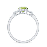 Real 1 Carat Peridot Oval Engagement Ring with Diamond Split Shank