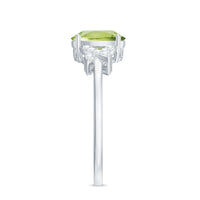 Real 1 Carat Peridot Oval Engagement Ring with Diamond Split Shank