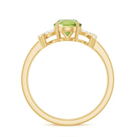 Real 1 Carat Peridot Oval Engagement Ring with Diamond Split Shank