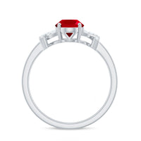 Certified 1.5 Carat Lab Grown Ruby Oval Engagement Ring with Diamond Split Shank