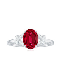 Certified 1.5 Carat Lab Grown Ruby Oval Engagement Ring with Diamond Split Shank