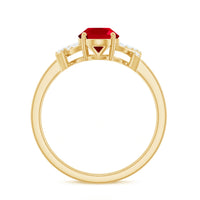 Certified 1.5 Carat Lab Grown Ruby Oval Engagement Ring with Diamond Split Shank