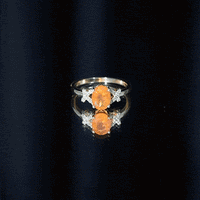 1 Carat Oval Fire Opal and Diamond Engagement Ring with Split Shank