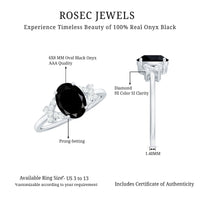 Solitaire Black Onyx Oval Engagement Ring in Split Shank