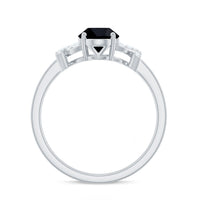Solitaire Black Onyx Oval Engagement Ring in Split Shank