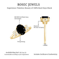 Solitaire Black Onyx Oval Engagement Ring in Split Shank