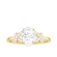 Certified Moissanite Oval Engagement Ring in Split Shank