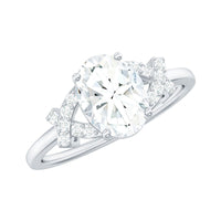 Oval Zircon Solitaire Split Shank Ring