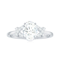 Oval Zircon Solitaire Split Shank Ring